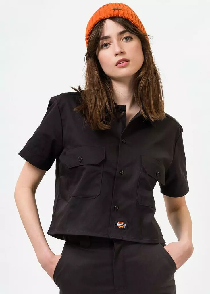New In Dickies Womens Silver Grove 80's Shirt Black 3 New In Dickies Womens Silver Grove 80's Shirt Black