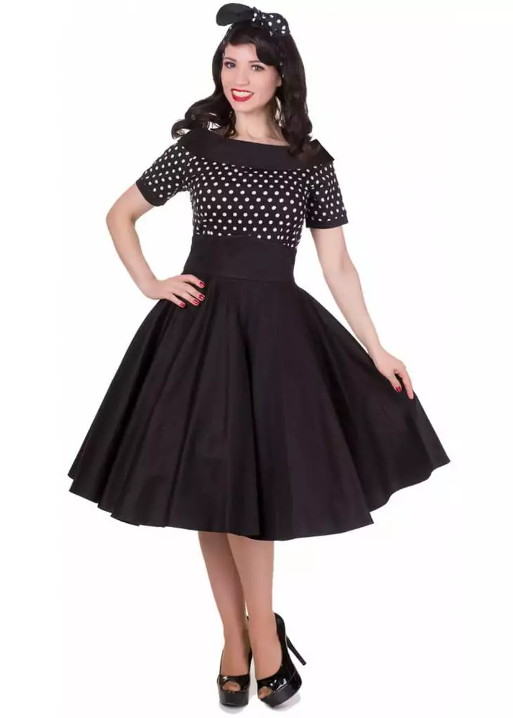 Dolly & Dotty Darlene Polkadot 50's Swing Dress Black 3 Dolly & Dotty Darlene Polkadot 50's Swing Dress Black