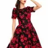 Dolly & Dotty Darlene Red Roses 50's Swing Dress Black 2 Dolly & Dotty Darlene Red Roses 50's Swing Dress Black