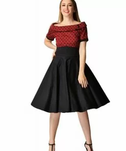 Dolly & Dotty Darlene 50's Swing Dress Burgundy Black New In