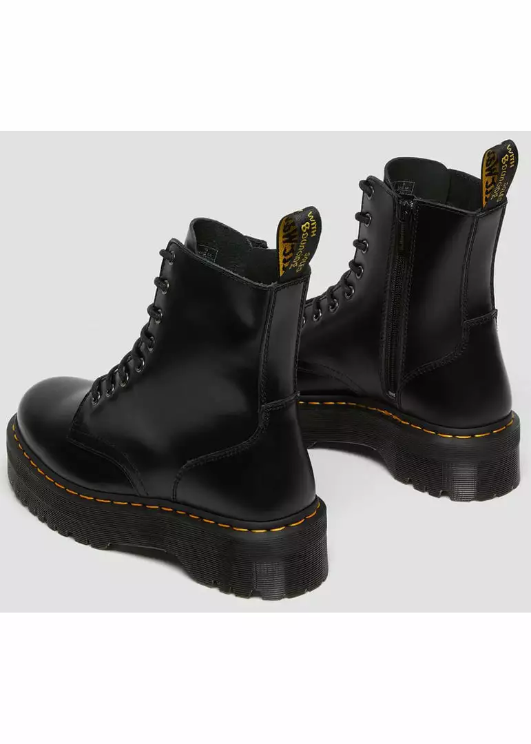 Dr. Martens Jadon Smooth Lace-up Boots Black New In 8 Dr. Martens Jadon Smooth Lace-up Boots Black New In