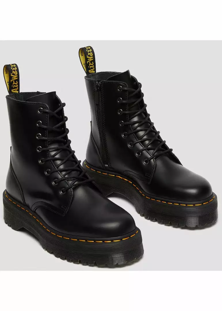 Dr. Martens Jadon Smooth Lace-up Boots Black New In 7 Dr. Martens Jadon Smooth Lace-up Boots Black New In