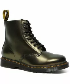 New In Dr. Martens 1460 Pascal Chroma Metallic Leather Boots Gold