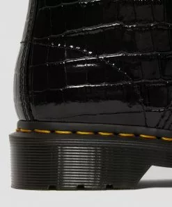 New In Dr. Martens 1460 Patent Croc Boots Black