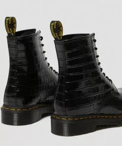 New In Dr. Martens 1460 Patent Croc Boots Black