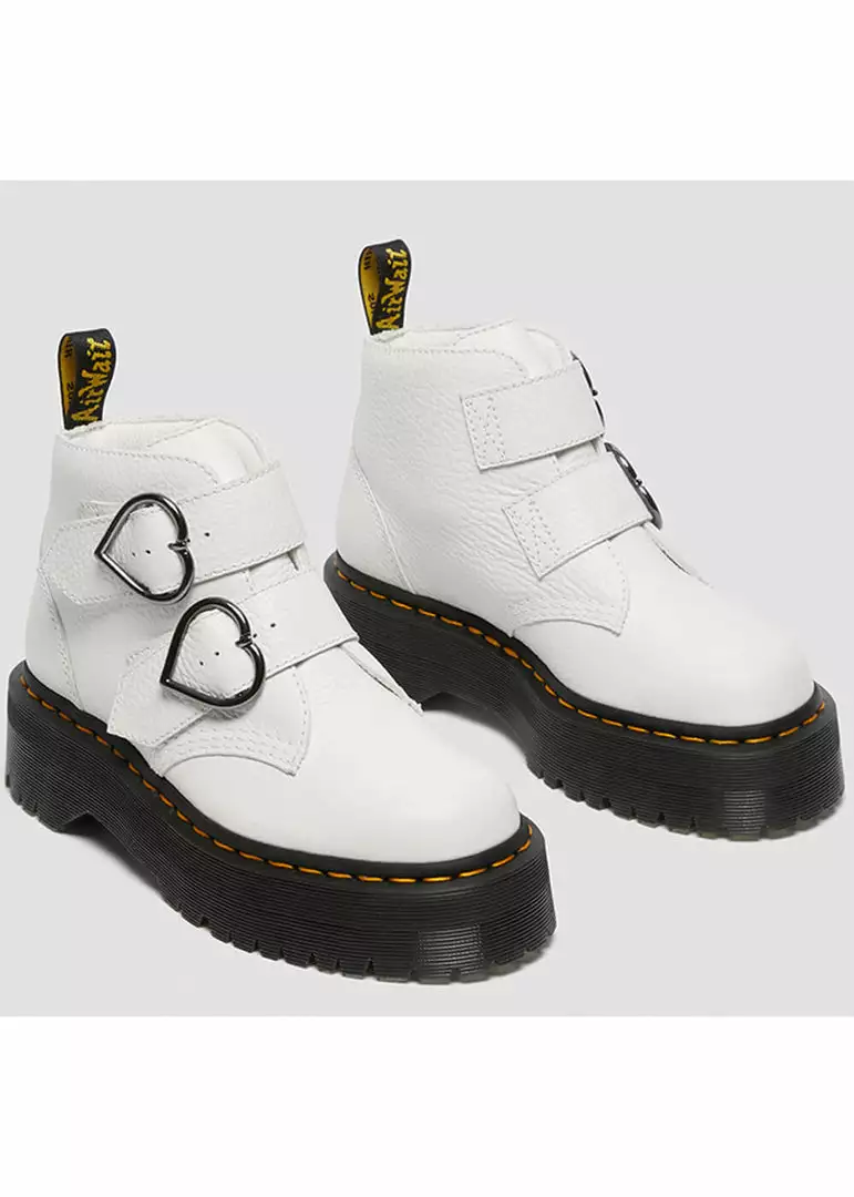 New In Dr. Martens Devon Heart Aunt Sally Soft Leather Boots White 6 New In Dr. Martens Devon Heart Aunt Sally Soft Leather Boots White