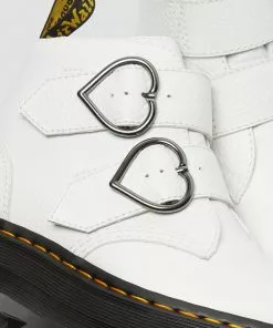 New In Dr. Martens Devon Heart Aunt Sally Soft Leather Boots White