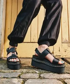 Dr. Martens Francis Hydro Leather Platform Sandals Black