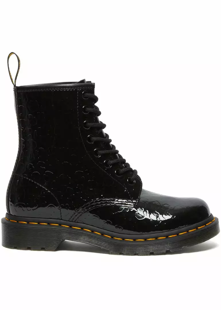 Dr. Martens 1460 Leopard Patent Boots Black New In 8 Dr. Martens 1460 Leopard Patent Boots Black New In