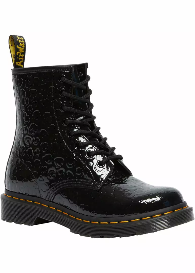 Dr. Martens 1460 Leopard Patent Boots Black New In 3 Dr. Martens 1460 Leopard Patent Boots Black New In