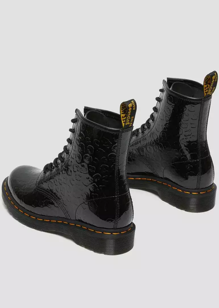 Dr. Martens 1460 Leopard Patent Boots Black New In 6 Dr. Martens 1460 Leopard Patent Boots Black New In