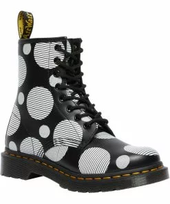 Dr. Martens 1460 Polka Dot Leather Boots Black White New In