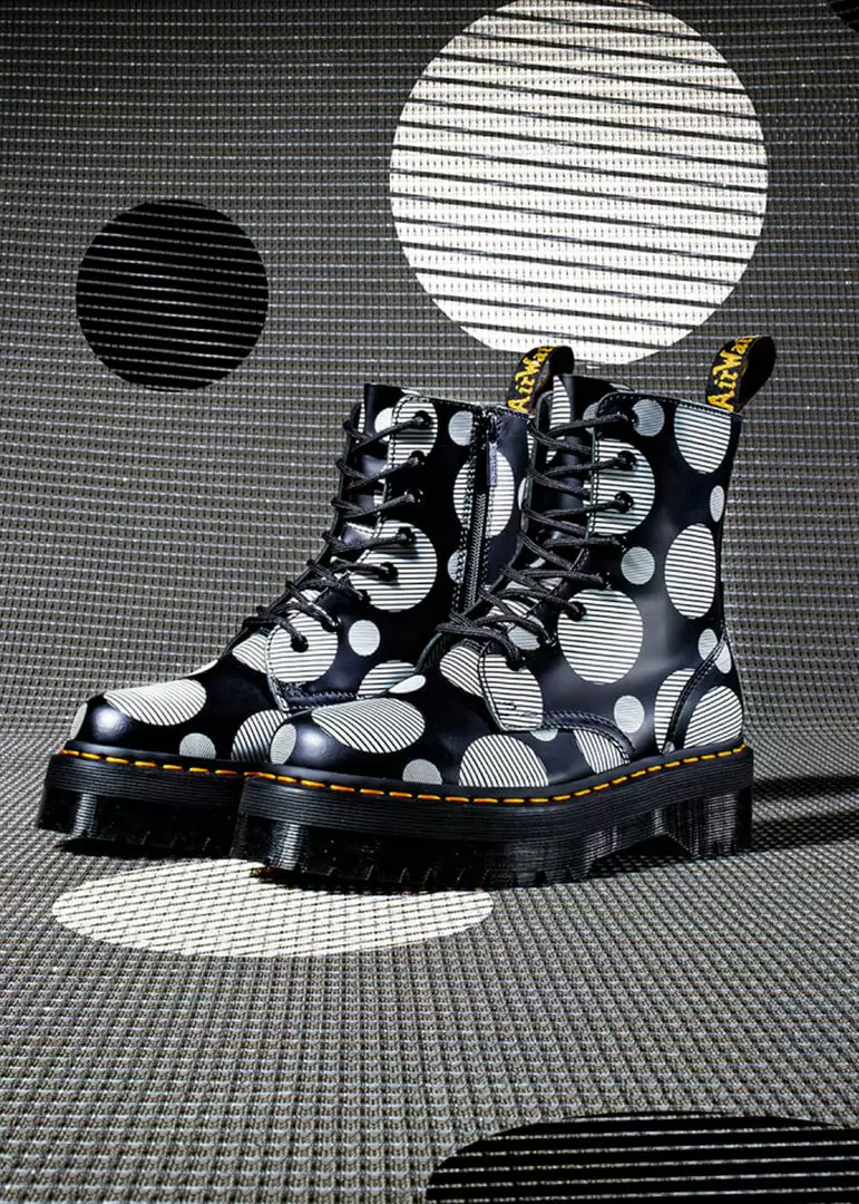 Dr. Martens Jadon Polka Dot Leather Platform Boots Black White 4 Dr. Martens Jadon Polka Dot Leather Platform Boots Black White