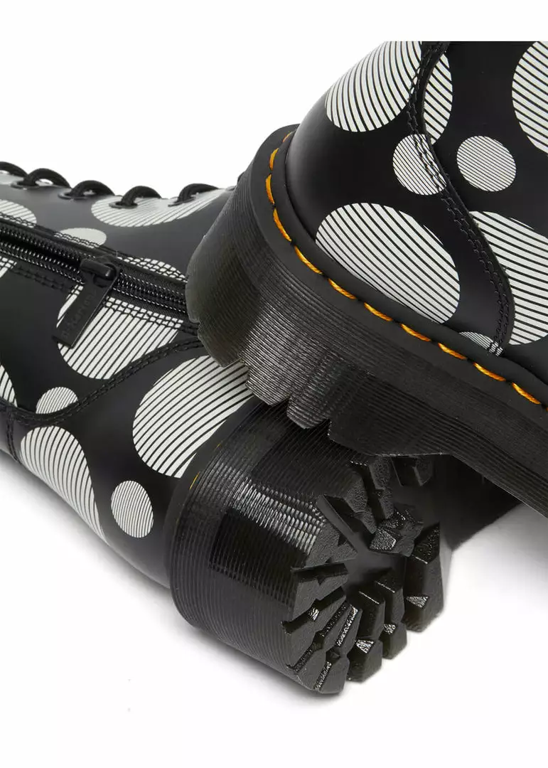 Dr. Martens Jadon Polka Dot Leather Platform Boots Black White 6 Dr. Martens Jadon Polka Dot Leather Platform Boots Black White