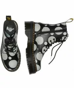 Dr. Martens Jadon Polka Dot Leather Platform Boots Black White 9 Dr. Martens Jadon Polka Dot Leather Platform Boots Black White