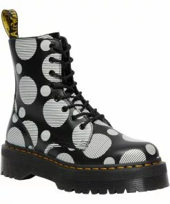 Dr. Martens Jadon Polka Dot Leather Platform Boots Black White