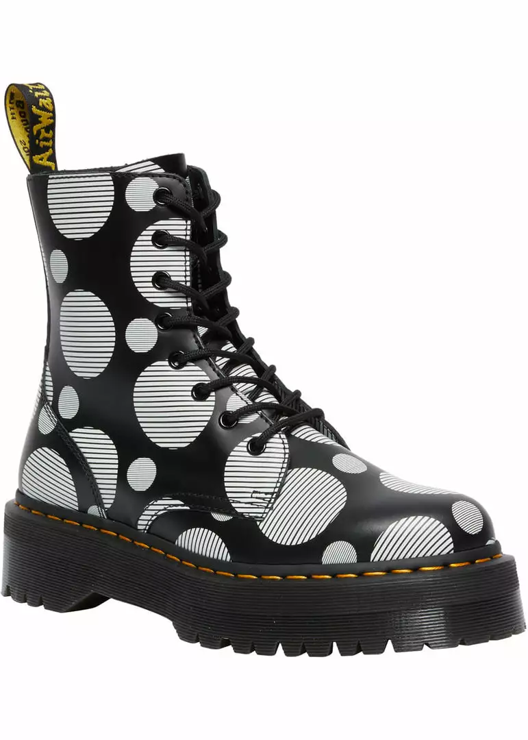Dr. Martens Jadon Polka Dot Leather Platform Boots Black White 3 Dr. Martens Jadon Polka Dot Leather Platform Boots Black White