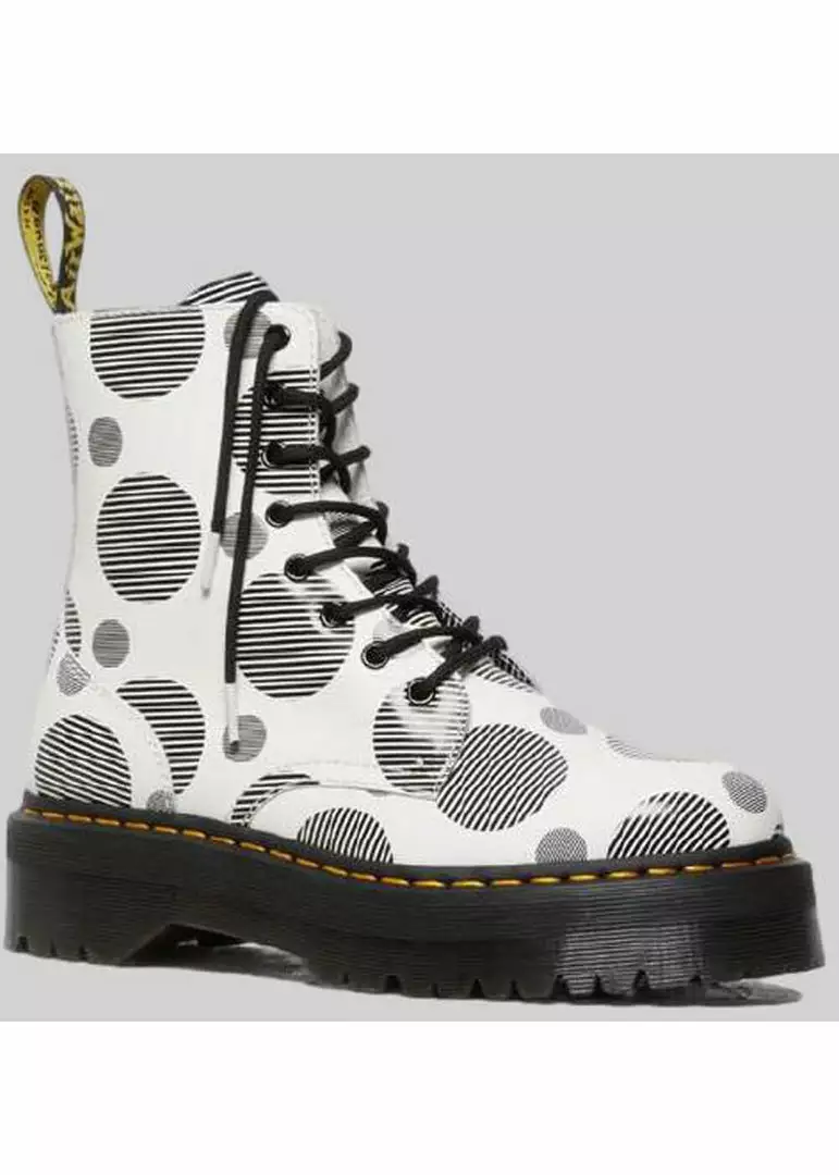 Dr. Martens Jadon Polka Dot Leather Platform Boots White Black 12 Dr. Martens Jadon Polka Dot Leather Platform Boots White Black