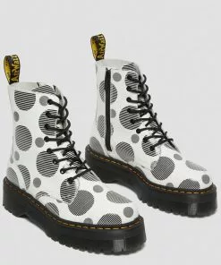 Dr. Martens Jadon Polka Dot Leather Platform Boots White Black 15 Dr. Martens Jadon Polka Dot Leather Platform Boots White Black