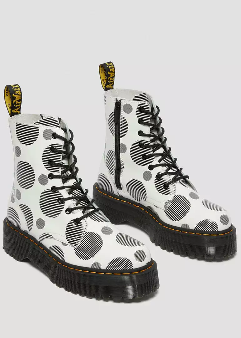 Dr. Martens Jadon Polka Dot Leather Platform Boots White Black 6 Dr. Martens Jadon Polka Dot Leather Platform Boots White Black