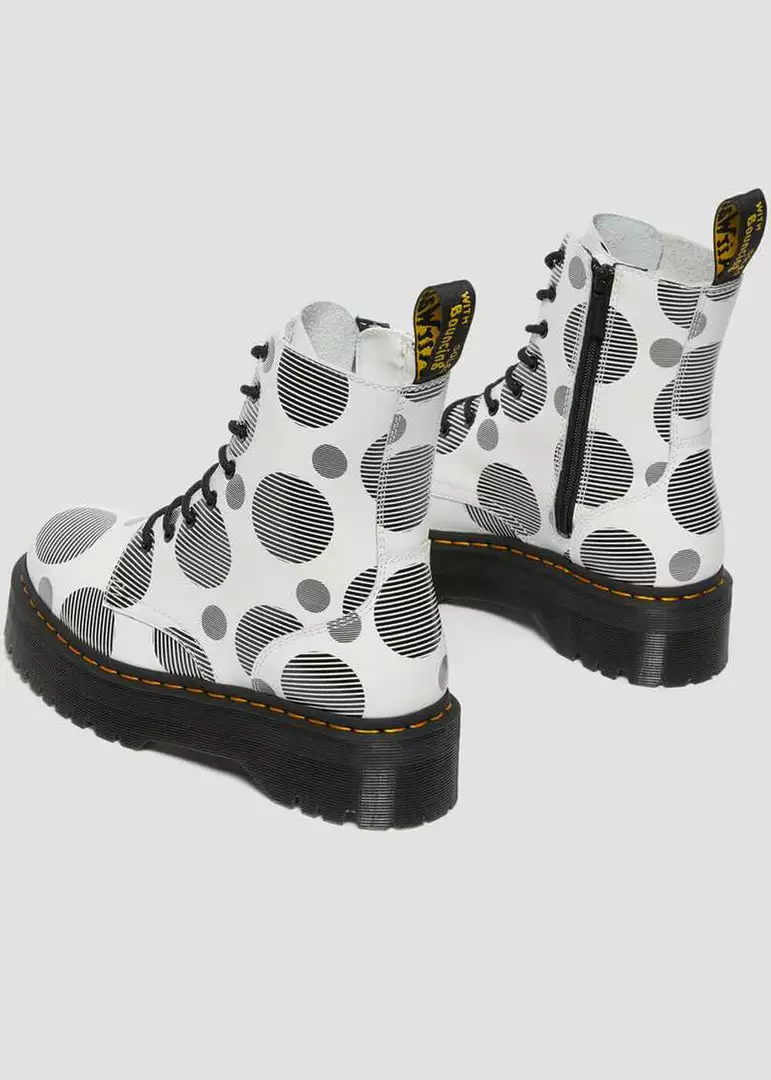 Dr. Martens Jadon Polka Dot Leather Platform Boots White Black 11 Dr. Martens Jadon Polka Dot Leather Platform Boots White Black