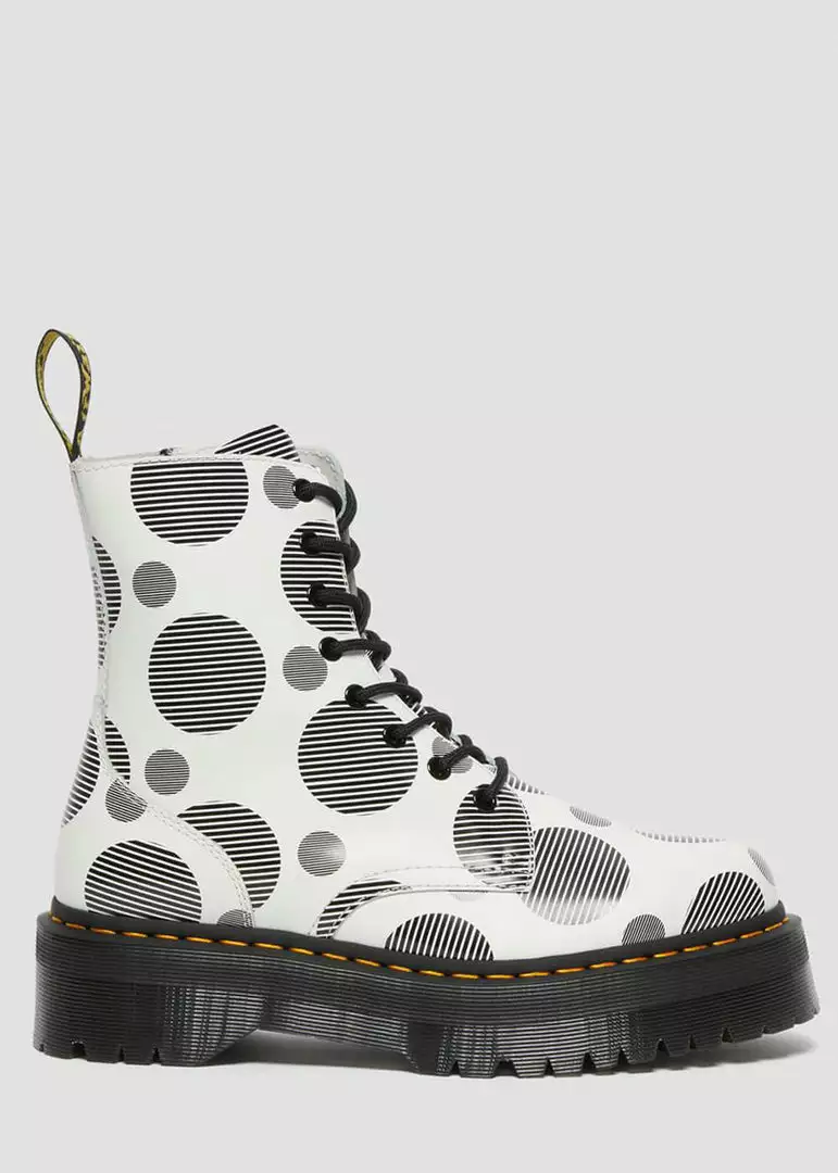 Dr. Martens Jadon Polka Dot Leather Platform Boots White Black 7 Dr. Martens Jadon Polka Dot Leather Platform Boots White Black