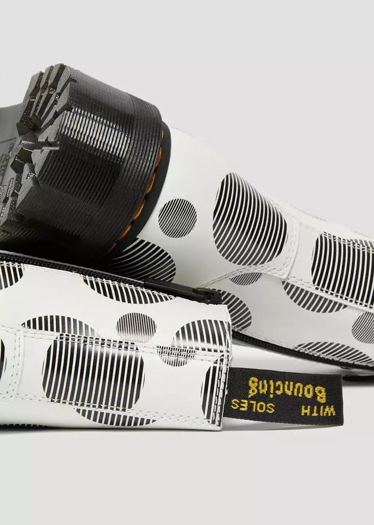 Dr. Martens Jadon Polka Dot Leather Platform Boots White Black 8 Dr. Martens Jadon Polka Dot Leather Platform Boots White Black