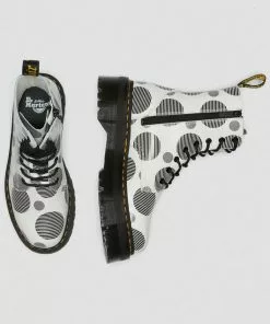 Dr. Martens Jadon Polka Dot Leather Platform Boots White Black 19 Dr. Martens Jadon Polka Dot Leather Platform Boots White Black