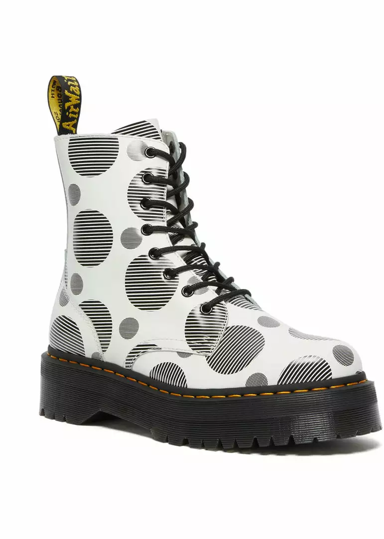 Dr. Martens Jadon Polka Dot Leather Platform Boots White Black 3 Dr. Martens Jadon Polka Dot Leather Platform Boots White Black
