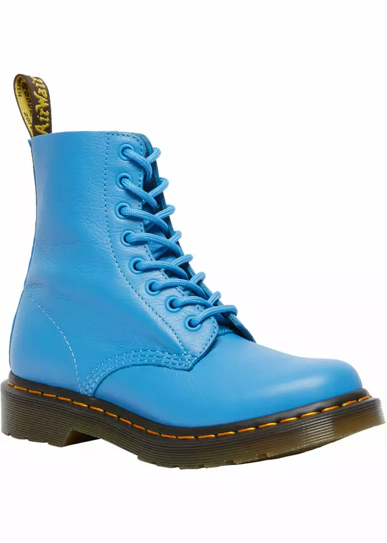 Dr. Martens 1460 Pascal Virginia Soft Leather Boots Mid Blue New In 3 Dr. Martens 1460 Pascal Virginia Soft Leather Boots Mid Blue New In