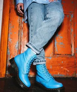 Dr. Martens 1460 Pascal Virginia Soft Leather Boots Mid Blue New In