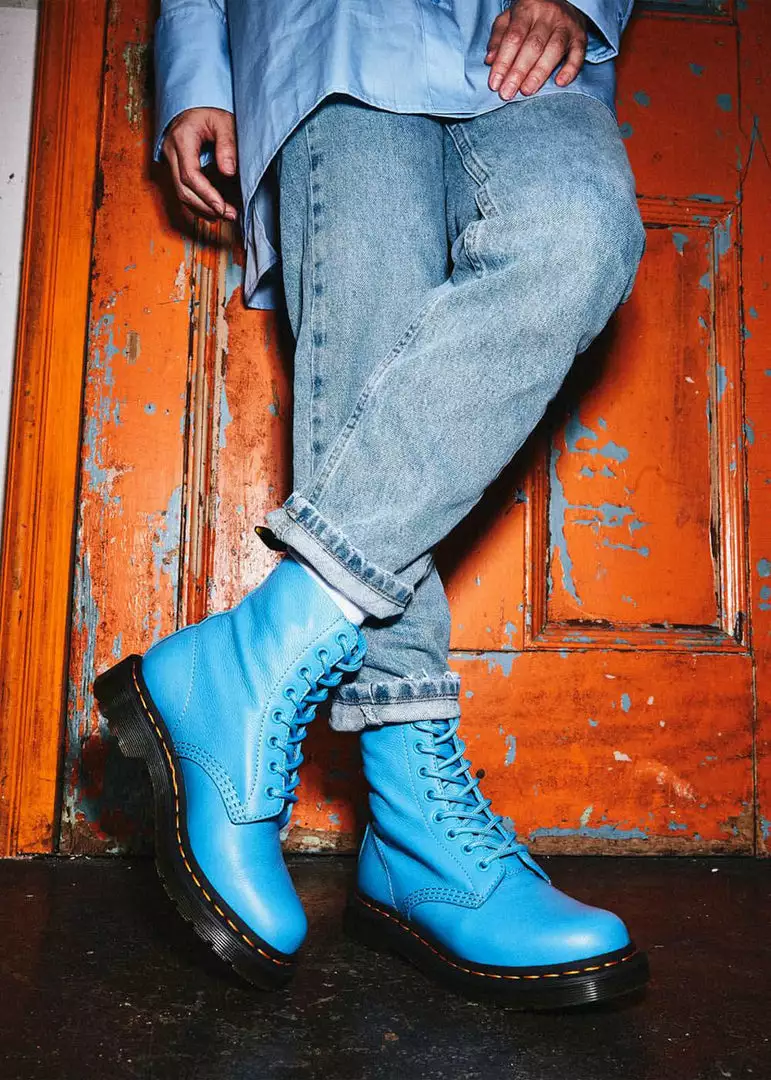 Dr. Martens 1460 Pascal Virginia Soft Leather Boots Mid Blue New In 4 Dr. Martens 1460 Pascal Virginia Soft Leather Boots Mid Blue New In