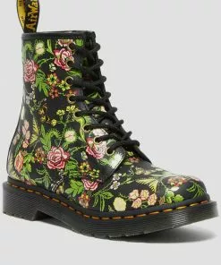New In Dr. Martens 1460 Bloom Leather Boots Black