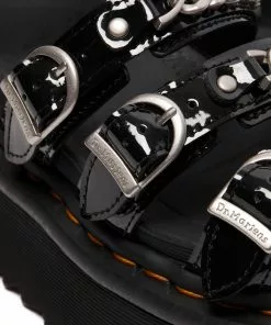 Dr. Martens Blaire 2 Patent Chain Platform Sandals Black