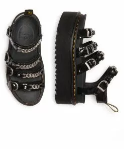 Dr. Martens Blaire 2 Patent Chain Platform Sandals Black