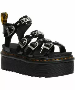 Dr. Martens Blaire 2 Patent Chain Platform Sandals Black