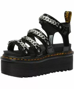 Dr. Martens Blaire 2 Patent Chain Platform Sandals Black
