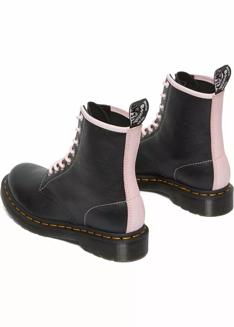 New In Dr. Martens 1460 Virginia Soft Leather Boots Black Chalk Pink 7 New In Dr. Martens 1460 Virginia Soft Leather Boots Black Chalk Pink