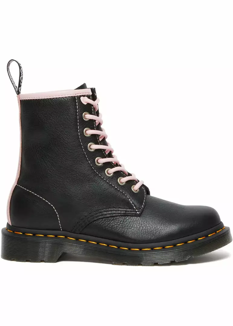 New In Dr. Martens 1460 Virginia Soft Leather Boots Black Chalk Pink 5 New In Dr. Martens 1460 Virginia Soft Leather Boots Black Chalk Pink