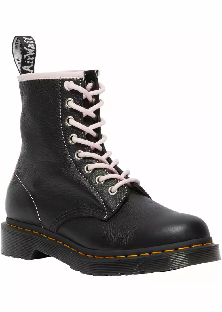 New In Dr. Martens 1460 Virginia Soft Leather Boots Black Chalk Pink 3 New In Dr. Martens 1460 Virginia Soft Leather Boots Black Chalk Pink