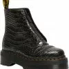 Dr. Martens Sinclair Gunmetal Wild Croc Platform Boots Black New In
