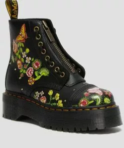 Dr. Martens Sinclair Bloom Leather Platform Boots Black New In
