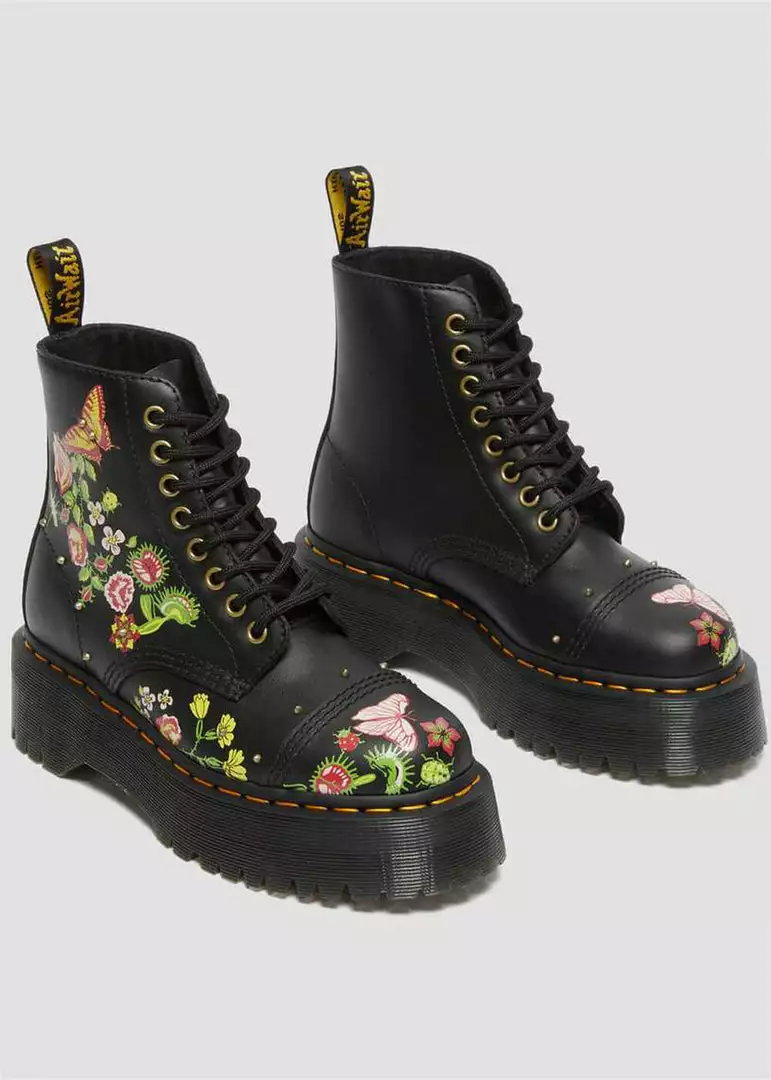 Dr. Martens Sinclair Bloom Leather Platform Boots Black New In 7 Dr. Martens Sinclair Bloom Leather Platform Boots Black New In