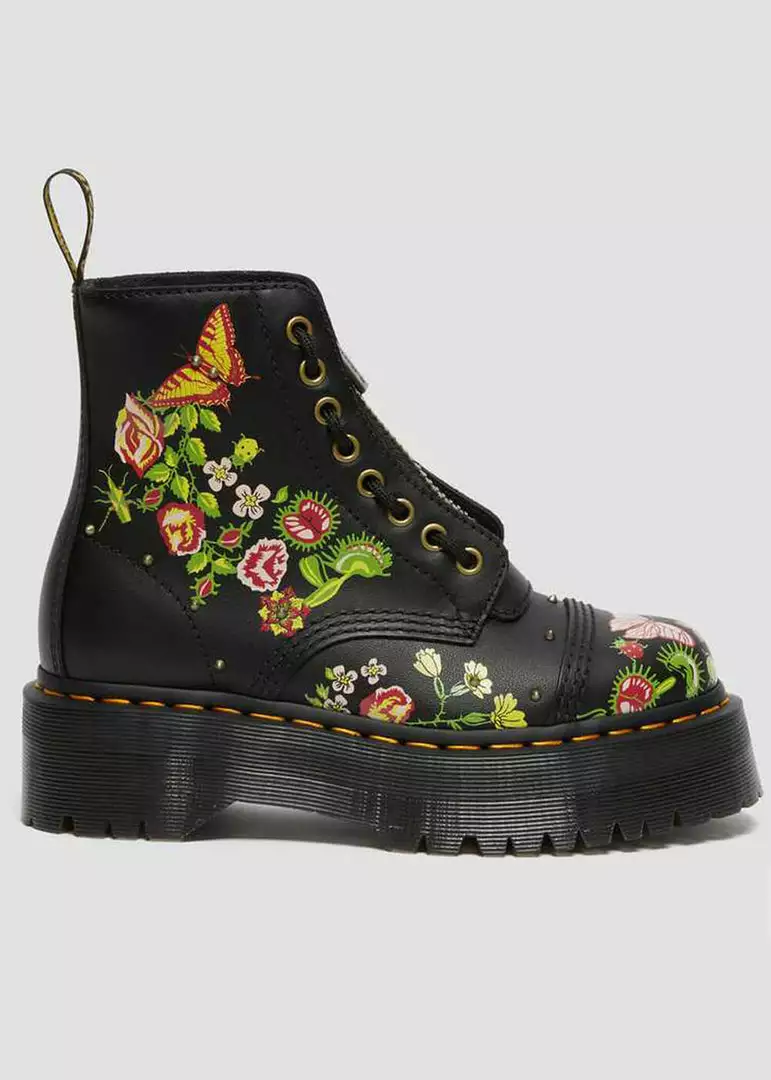 Dr. Martens Sinclair Bloom Leather Platform Boots Black New In 8 Dr. Martens Sinclair Bloom Leather Platform Boots Black New In