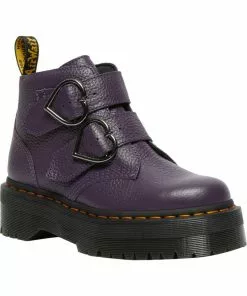 New In Dr. Martens Devon Heart Platform Boots Blackcurrent Purple