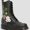 New In Dr. Martens 1490 Bloom Nappa Leather 10-Eyes Boots Black
