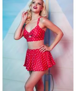 Collectif X Playful Promises Polkadot Knot 50's Bikini Briefs Skirt Red 9 Collectif X Playful Promises Polkadot Knot 50's Bikini Briefs Skirt Red