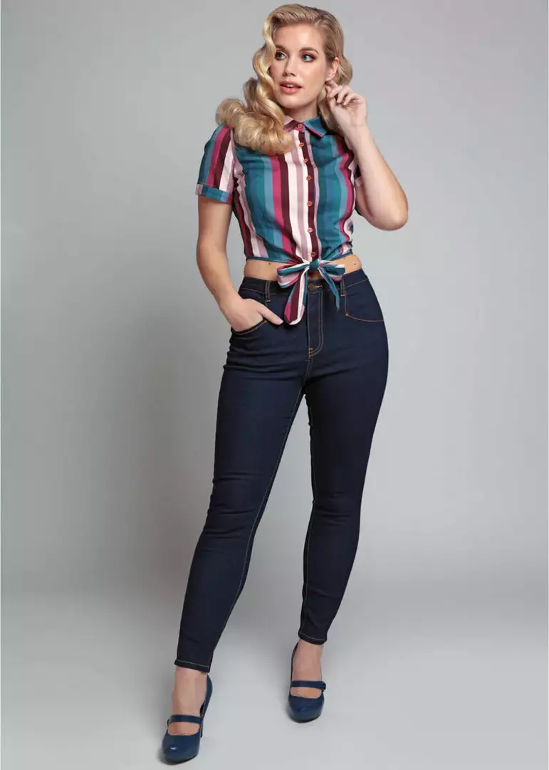 Collectif Angela 50's Jeans In Navy 3 Collectif Angela 50's Jeans In Navy