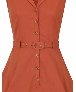 Collectif Caterina 50's Sleeveless Swing Dress Orange New In 10 Collectif Caterina 50's Sleeveless Swing Dress Orange New In