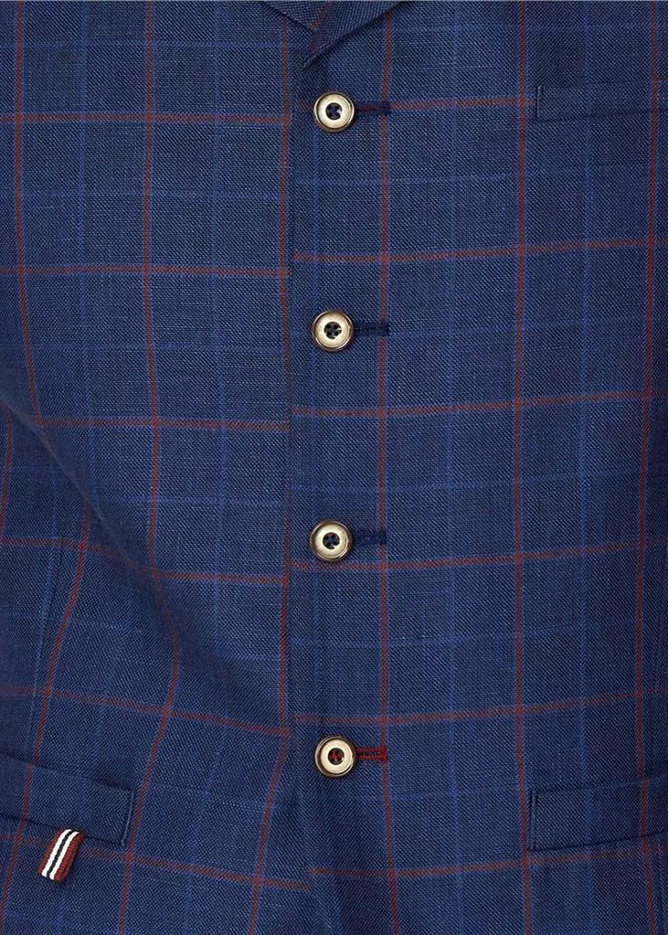 New In Gibson London Rupert Linnen Waistcoat Blue 5 New In Gibson London Rupert Linnen Waistcoat Blue